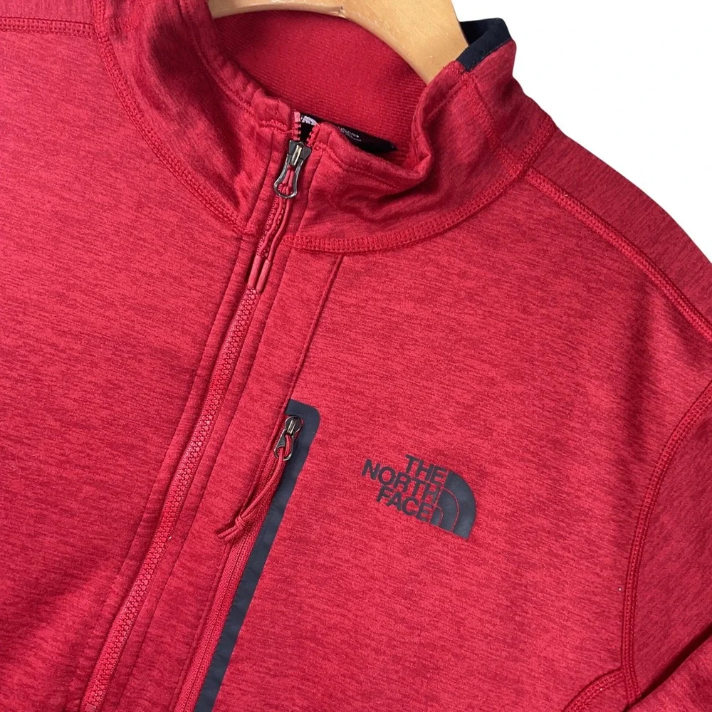 The North‎ Face Quarter Zip Pullover Mens Large Red Excellent Heathered Fleece